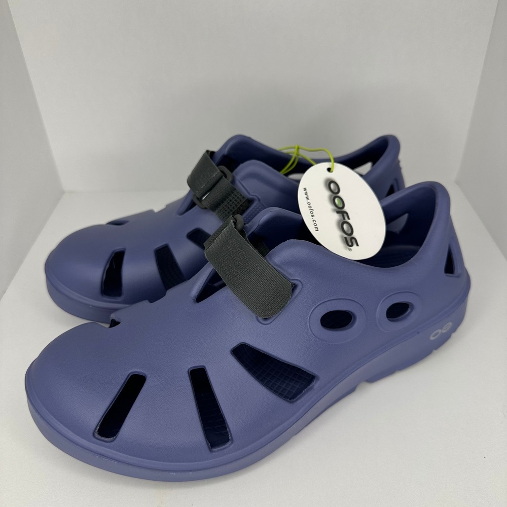 OOFOS Womens OOmg Sport Sandal 8 Navy Blue NWT Recovery Adjustable Strap Shoe